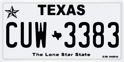 TX license plate CUW3383