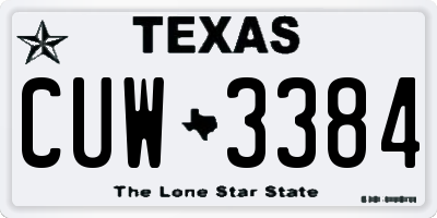 TX license plate CUW3384