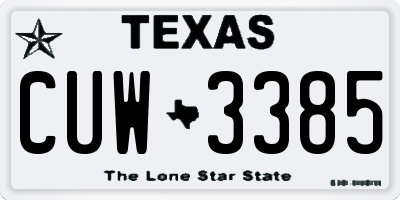 TX license plate CUW3385