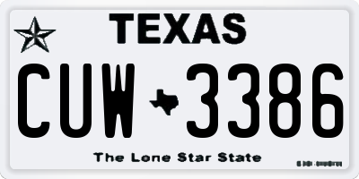 TX license plate CUW3386