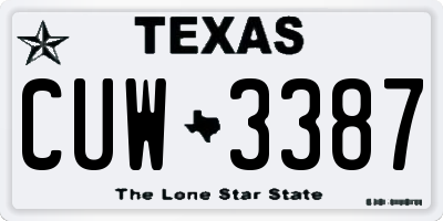 TX license plate CUW3387