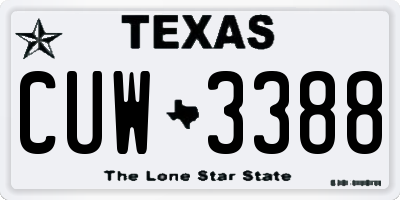 TX license plate CUW3388