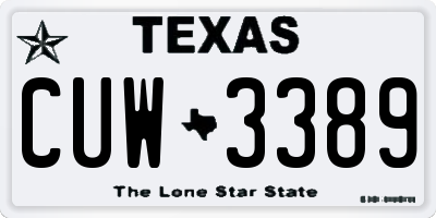 TX license plate CUW3389