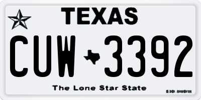 TX license plate CUW3392