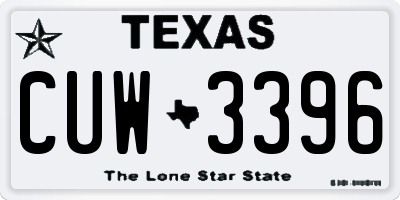 TX license plate CUW3396
