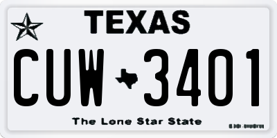 TX license plate CUW3401