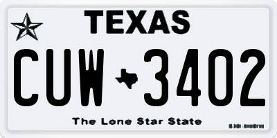 TX license plate CUW3402
