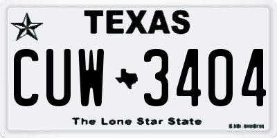 TX license plate CUW3404