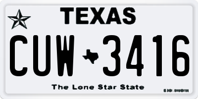 TX license plate CUW3416