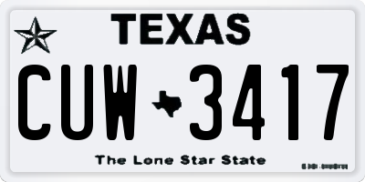 TX license plate CUW3417