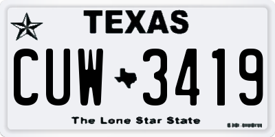 TX license plate CUW3419