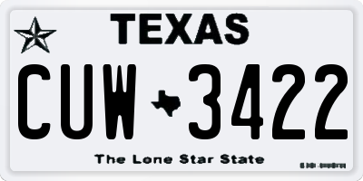 TX license plate CUW3422