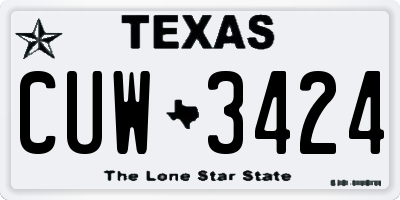 TX license plate CUW3424