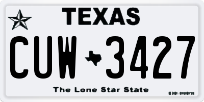 TX license plate CUW3427