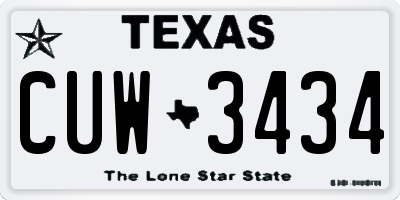 TX license plate CUW3434