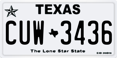 TX license plate CUW3436