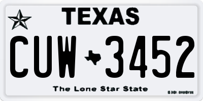 TX license plate CUW3452