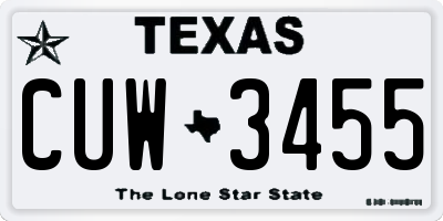 TX license plate CUW3455