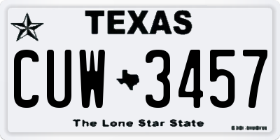 TX license plate CUW3457