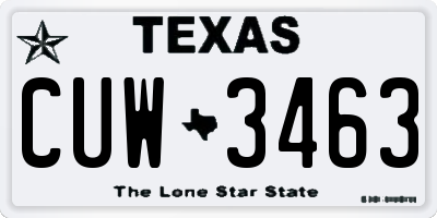TX license plate CUW3463