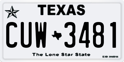 TX license plate CUW3481