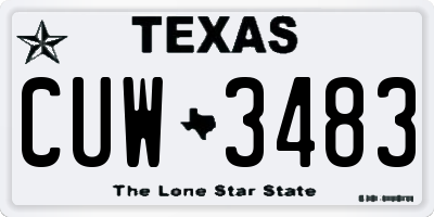 TX license plate CUW3483