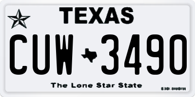 TX license plate CUW3490