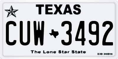 TX license plate CUW3492