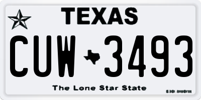 TX license plate CUW3493