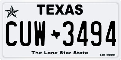 TX license plate CUW3494