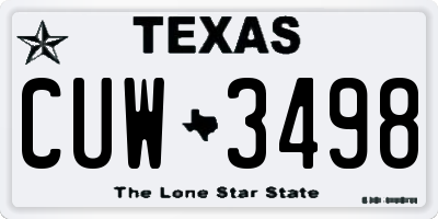 TX license plate CUW3498