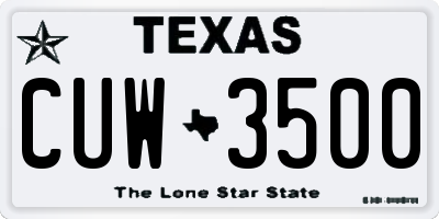 TX license plate CUW3500