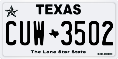 TX license plate CUW3502