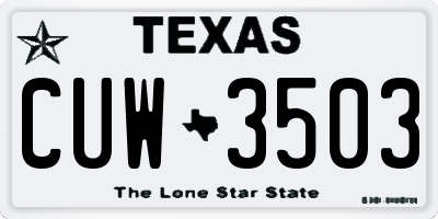 TX license plate CUW3503