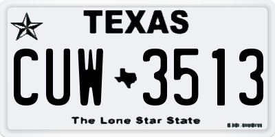 TX license plate CUW3513