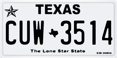 TX license plate CUW3514