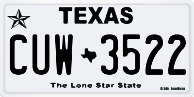 TX license plate CUW3522