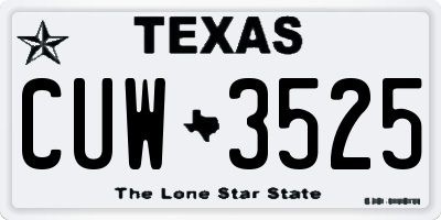 TX license plate CUW3525