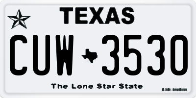 TX license plate CUW3530