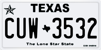 TX license plate CUW3532