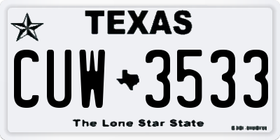 TX license plate CUW3533