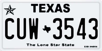 TX license plate CUW3543