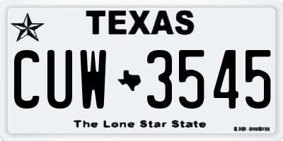 TX license plate CUW3545