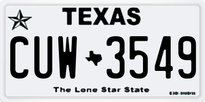 TX license plate CUW3549