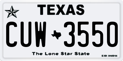 TX license plate CUW3550