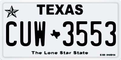 TX license plate CUW3553
