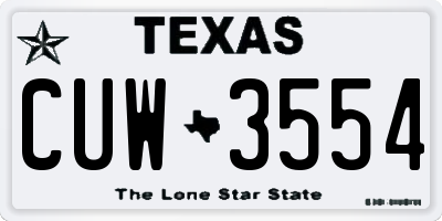 TX license plate CUW3554