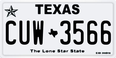 TX license plate CUW3566