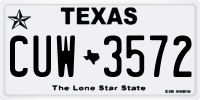 TX license plate CUW3572