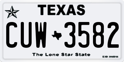 TX license plate CUW3582